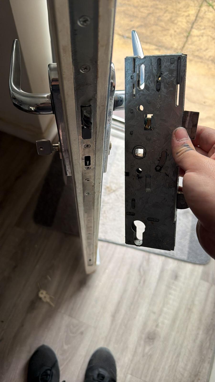 uPVC door multipoint locking mechanism removed by hand
